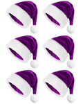 Purple Santa Hat 6PCS Adult Christmas Party Supplies Holiday Festivities