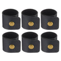 Leather Napkin Rings Set - Black 6 Pcs Rustic Table Decor for Weddings & Holidays