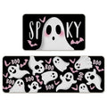 Black Halloween Kitchen Rugs Set of 2 Ghost Spooky Boo Non Slip Decor