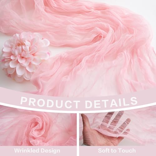 Pink Cheesecloth Table Runner 10Ft Rustic Boho Wedding Bridal Decor Summer Halloween