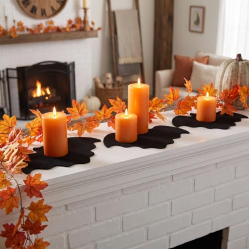 Halloween Felt Bat Placemat Set - Reusable Black Table Mats for Dining