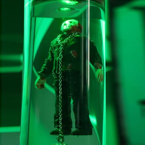 Horror Movie Ornament with Green LED Light - Jason in Glass Container - Unique Halloween Decor