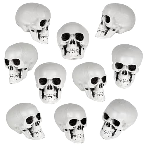 Halloween Skeleton Heads Set - Mini Plastic Skull Props for Haunted House & Party Decorations