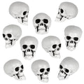 Halloween Skeleton Heads Set - Mini Plastic Skull Props for Haunted House & Party Decorations