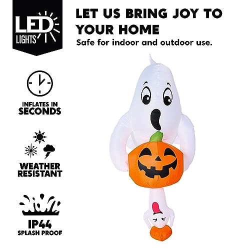6ft Halloween Inflatable Ghost & Pumpkin with LED Lights Outdoor Yard Decor