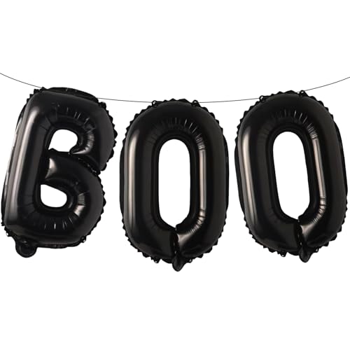 Black 'BOO' Letter Balloons - 16-Inch Mylar Halloween Decorations