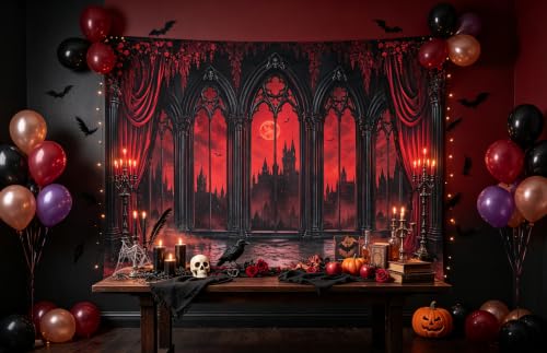 Gothic Halloween Backdrop 7x5FT Vampire Castle Haunted House Banner Decorations