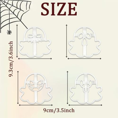 Halloween Cookie Cutter Set Ghost Shape - 4 Pcs, 3D Spherical Ornament Design, Ghost Shape Cookie Cutters - Halloween Styling 21