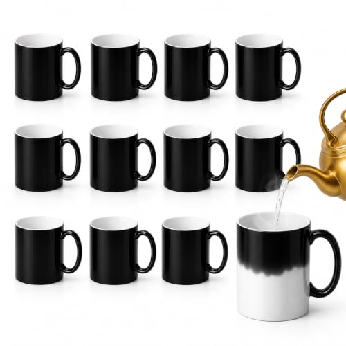 11oz Color Changing Sublimation Coffee Mug Set with White Boxes - Heat Reveal Magic Cups