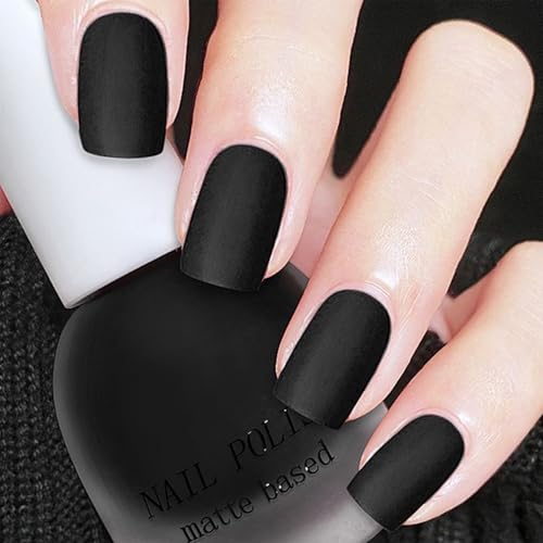 Black Matte Nail Polish - Quick Dry Velvet Finish 10ml | Variation: 0.34 Fl Oz