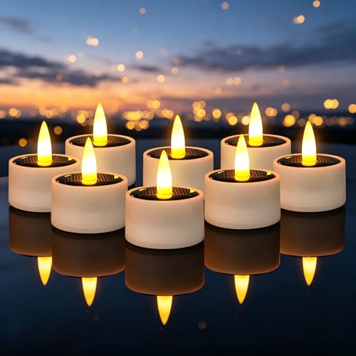8 Pcs Solar Tea Lights Outdoor Waterproof LED Votive Candles - 1.57"x1.77"