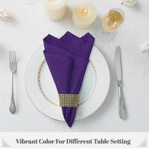 PLOYMONO Purple Cloth Napkins - 8 Pack 17x17 Inches Reusable Polyester