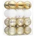 Valery Madelyn White Gold Christmas Ornaments Set 24ct - Shatterproof Holiday Tree Decorations