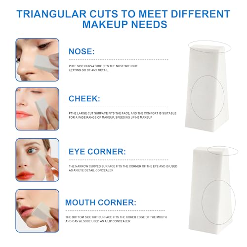 White Makeup Sponges Triangle Cosmetic Wedges - 120 Pack for Foundation Blending & Crafting