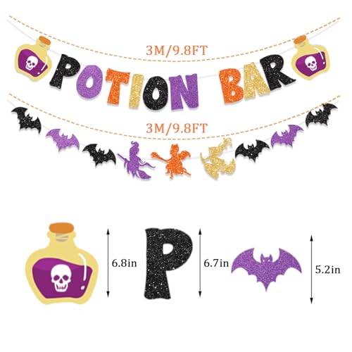 Halloween Potion Bar Banner Decor with Potion Signs - Witch Party & Haunted House Decorations