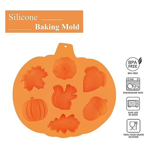 Pumpkin Cake Mold 7 Cavities Set of 2 - Fall Harvest Silicone Baking Mold