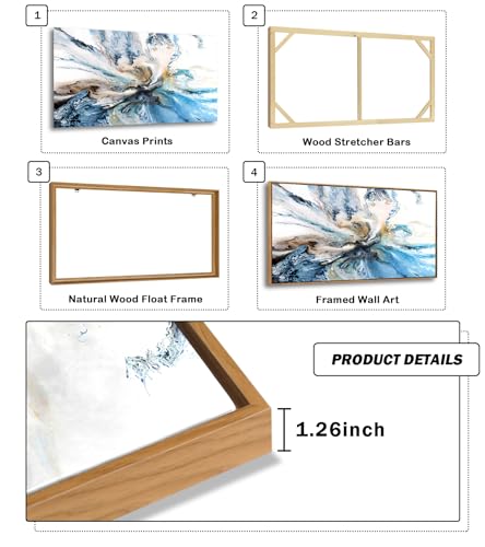 Large Abstract Watercolor Canvas Wall Art - 30x60 Inch Framed Home Decor