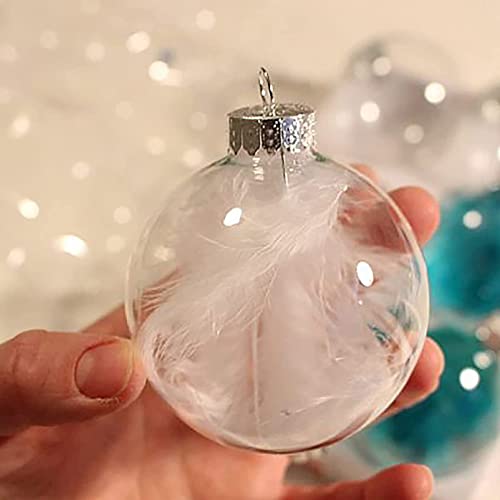 12 Pcs Clear DIY Fillable Christmas Ornaments 60mm Plastic Baubles for Holiday Decor