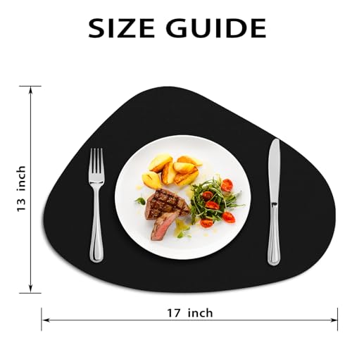 Faux Leather Placemat Set of 12 - Black, Wipeable & Washable Table Mats