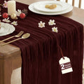 Burgundy 10FT Cheesecloth Table Runner 2 Pack for Christmas & Home Decor