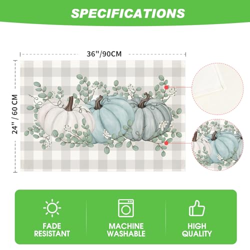 Blue Pumpkins Fall Placemats 24x36 Inch Rectangular Table Mats for Dining Decor - Set of 1