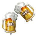 2-Pack Beer Mug Balloons for Party Decorations - Cheers Mylar Foil Inflatable Beer Cups for Summer, Wedding, Birthday & Festivals