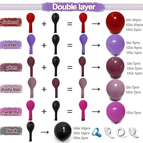 Halloween Balloon Arch Kit - Dark Purple Black Red Plum Lavender Spider - Variation of THIS listing