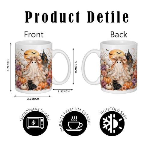 Halloween Fall Ghost Coffee Mug 11 oz Ceramic White - Ghost Design