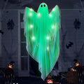 Halloween Hanging Ghost Light - Green LED Ghost Decoration, 47 Inches Waterproof Outdoor & Indoor Decor with Timer