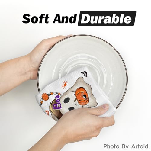 Beige Ghost Halloween Kitchen Towels Set of 2 - 18x26 Inch Artoid Mode