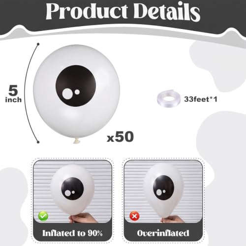 Halloween Eyeball Balloons - White, 50 Pack, 5 Inch Mini Latex Party Decorations