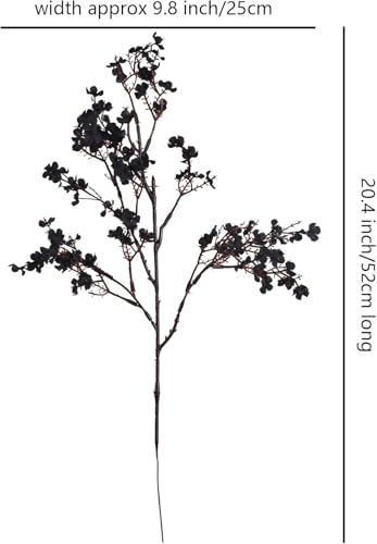 Black Baby's Breath Artificial Flowers - Long Stem Faux Gypsophila Bouquet, 6 Pack for DIY Fall and Halloween Decor