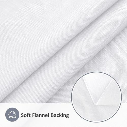 White Vinyl Round Tablecloth with Flannel Backing - 60 Inch, Enjoyidea