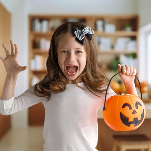 Nuolich Black & White Ghost Skull Hair Bow Clips - Halloween & Christmas Accessories