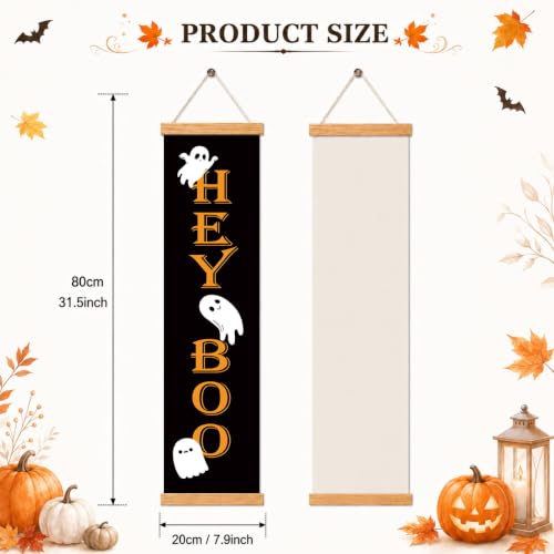 Halloween Front Door Banner - Ghost & Fall Leaves Decoration with Variation 18