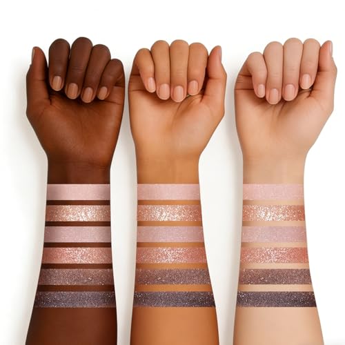 Shimmer Glitter Eyeshadow Palette - 6 Color Metallic & Sparkle Shades with Mirror