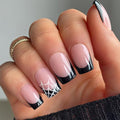 Halloween Press On Nails - Medium Square French Tip Fake Nails - Style 17
