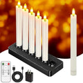 Rechargeable Flameless Taper Candles with Charging Base - White Wave 6 Pack