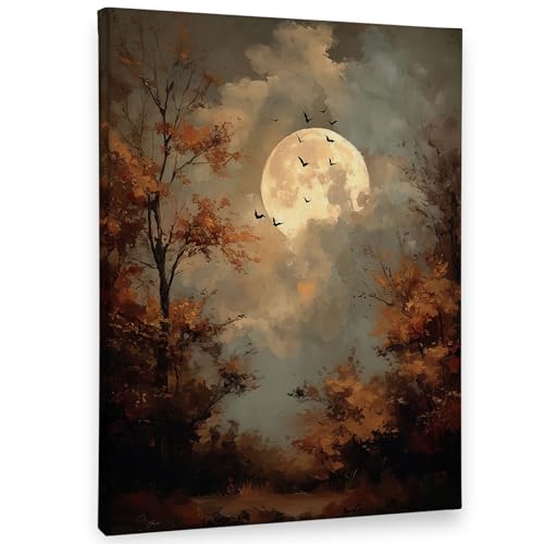 Halloween Spooky Full Moon Forest Wall Art Canvas - 11x14 Variation B