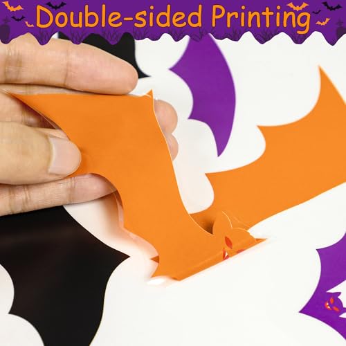 Halloween Window Clings - 6 Sheets, Bat Silhouettes, Reusable Decorations for Indoor & Outdoor Windows