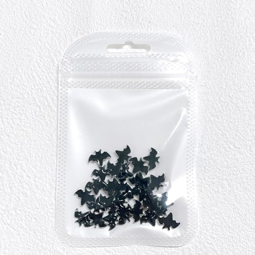 Black Halloween Bat Nail Charms Set - 30pcs 3D Resin Nail Art Decorations