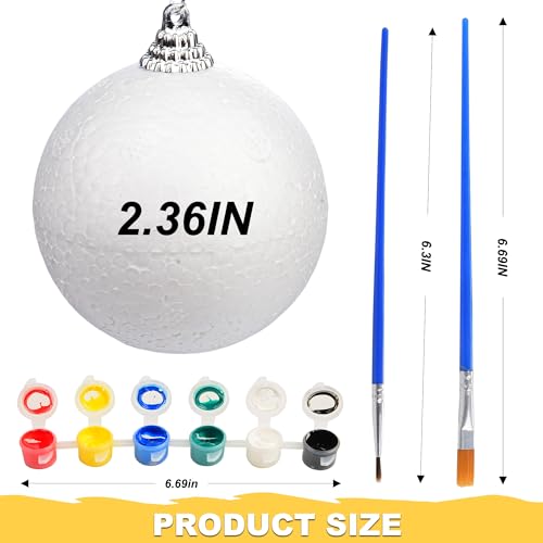 DIY Foam Ornament Kit with Paints & Brushes - 20 White Craft Balls for Holiday Decorations