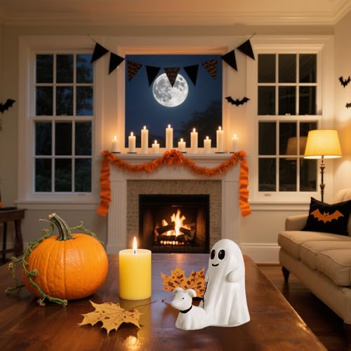 Halloween Ghost Dog Statue - Walking Dog Figurine for Home & Party Decor - Variation B