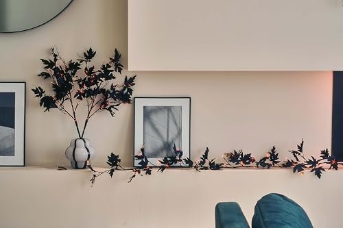 Black Maple Halloween Garland with Lights - 6FT Battery Operated with Timer