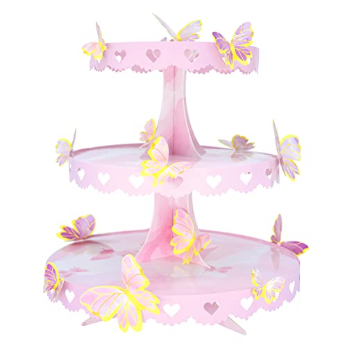 Pink Butterfly Cupcake Stand - 3 Tier Dessert Tower with DIY Decorations & Variations