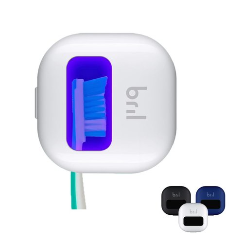 Bril UV-C Toothbrush Sanitizer, Portable Cleaner, Travel Cover, Magnetic Holder, and Rechargeable Case for Any Size Toothbrush, White
