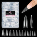Half Cover Stiletto Gel Nail Tips - Clear, Double-Sided Matte Finish, 216 Pcs - Variation: B2-Half Long Stiletto