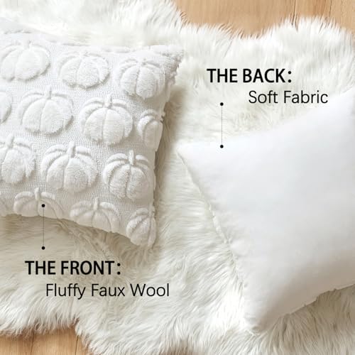 16x16 Fall Pumpkin Pillow Covers Set of 2 - White Decor for Couch & Outdoor