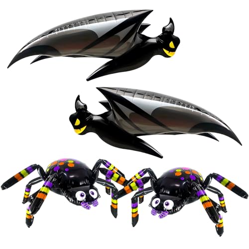 Halloween Balloons Set with Giant Spider and Bat – Black Variation