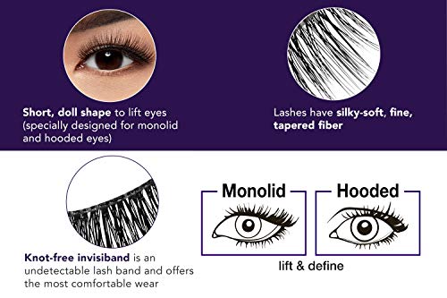False Eyelashes L Curl 4 Pairs - Natural, Reusable, Perfect for Hooded Eyes
